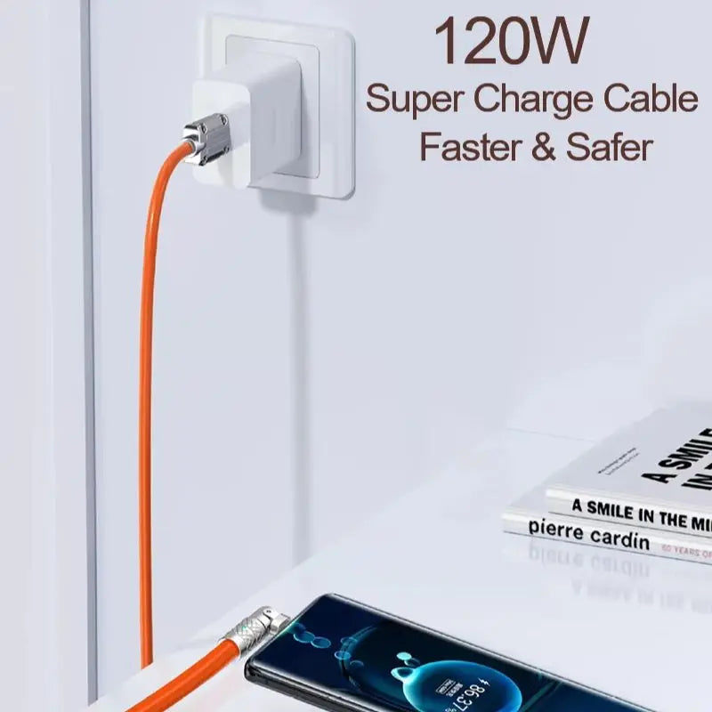 USB to Type C 180 Degree Rotation Charge Data Cable 120W Super Fast Charge Cord High Speed Data Transfer Wire for Iphone Samsung