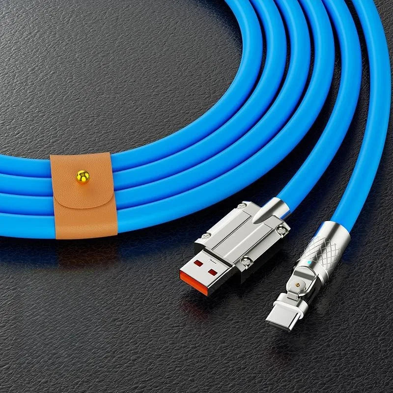 USB to Type C 180 Degree Rotation Charge Data Cable 120W Super Fast Charge Cord High Speed Data Transfer Wire for Iphone Samsung