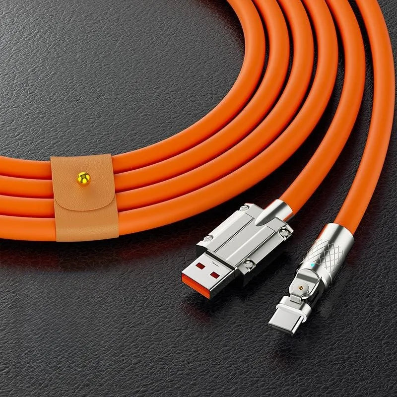 USB to Type C 180 Degree Rotation Charge Data Cable 120W Super Fast Charge Cord High Speed Data Transfer Wire for Iphone Samsung