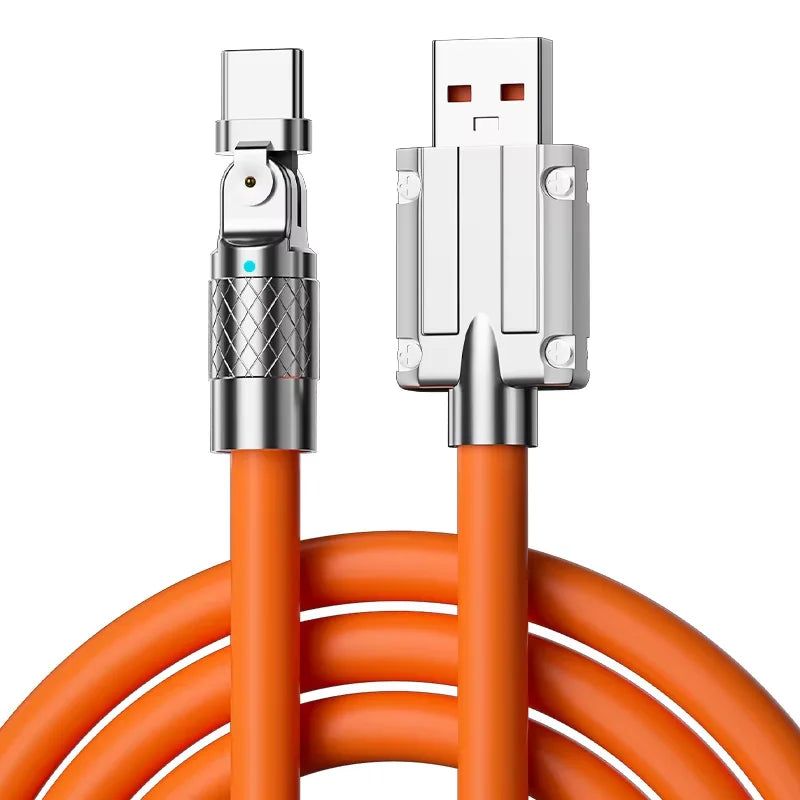 USB to Type C 180 Degree Rotation Charge Data Cable 120W Super Fast Charge Cord High Speed Data Transfer Wire for Iphone Samsung